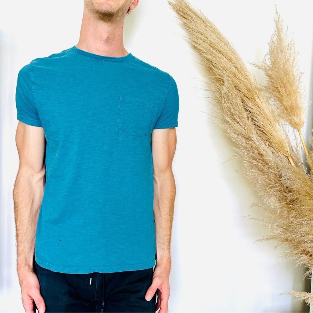 MENS GOODFELLOW & CO Bright Blue Pocket Cotton Short Sleeve Tee Shirt Top M